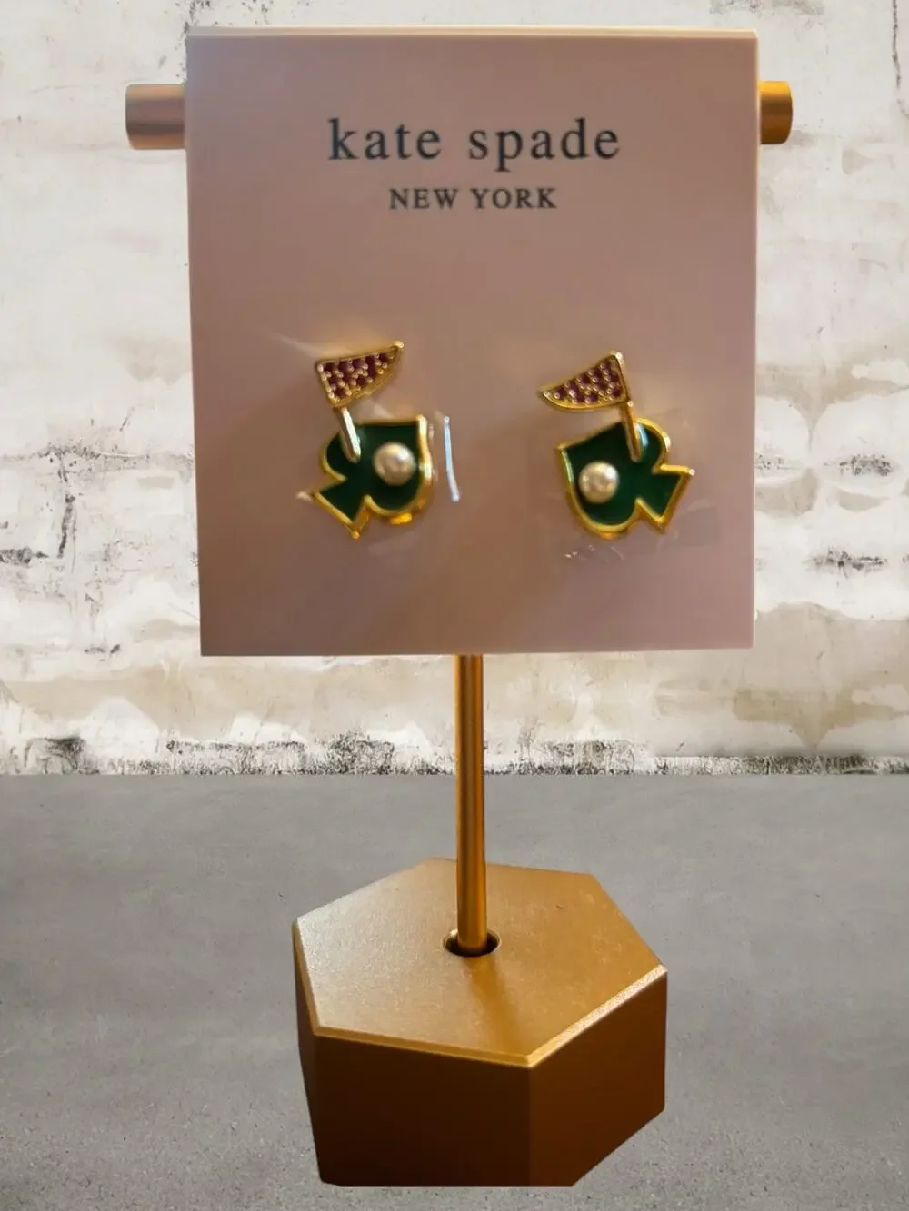Kate Spade Hole In One Studs + Dust Bag NWT